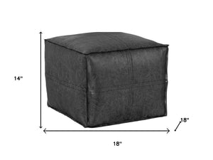HomeRoots 18" Black Faux Leather Pouf Ottoman - Modern Chic Design for Footrest, Extra Seating & Accent Style 638537