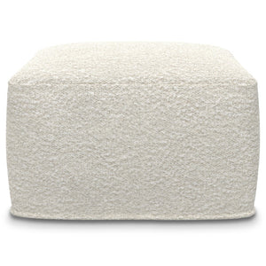 HomeRoots 24" Off White Fabric Pouf Ottoman - Stylish, Versatile Footrest & Extra Seating for Any Room Decor 638538
