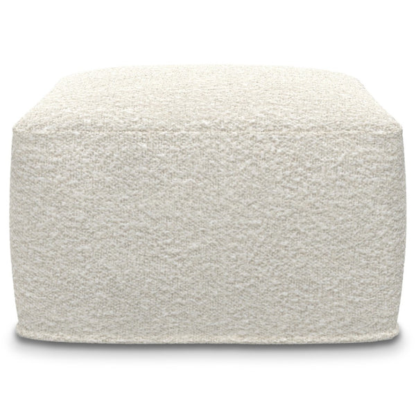 HomeRoots 24" Off White Fabric Pouf Ottoman - Stylish, Versatile Footrest & Extra Seating for Any Room Decor 638538