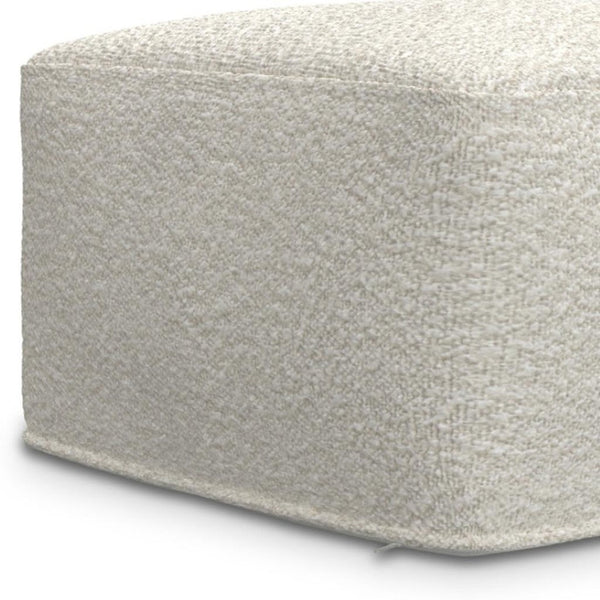 HomeRoots 24" Off White Fabric Pouf Ottoman - Stylish, Versatile Footrest & Extra Seating for Any Room Decor 638538