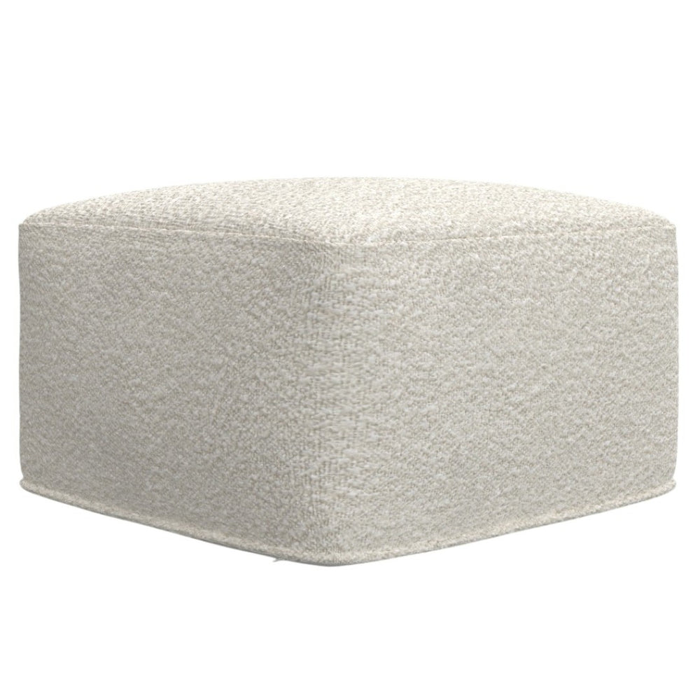 HomeRoots 24" Off White Fabric Pouf Ottoman - Stylish, Versatile Footrest & Extra Seating for Any Room Decor 638538