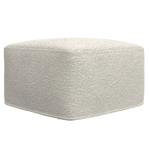 HomeRoots 24" Off White Fabric Pouf Ottoman - Stylish, Versatile Footrest & Extra Seating for Any Room Decor 638538