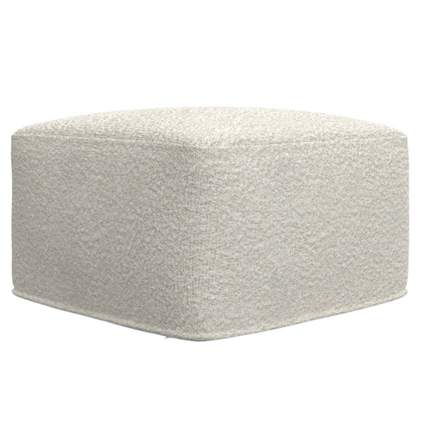 HomeRoots 24" Off White Fabric Pouf Ottoman - Stylish, Versatile Footrest & Extra Seating for Any Room Decor 638538