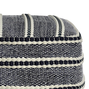 HomeRoots 18" Blue Fabric Pouf Ottoman - Versatile, Stylish Footrest & Extra Seat for Modern Bohemian Spaces 638539