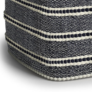 HomeRoots 18" Blue Fabric Pouf Ottoman - Versatile, Stylish Footrest & Extra Seat for Modern Bohemian Spaces 638539