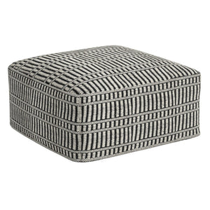 HomeRoots 20" Black Fabric Pouf Ottoman - Stylish Multifunctional Footrest & Extra Seat for Modern Living Spaces 638540