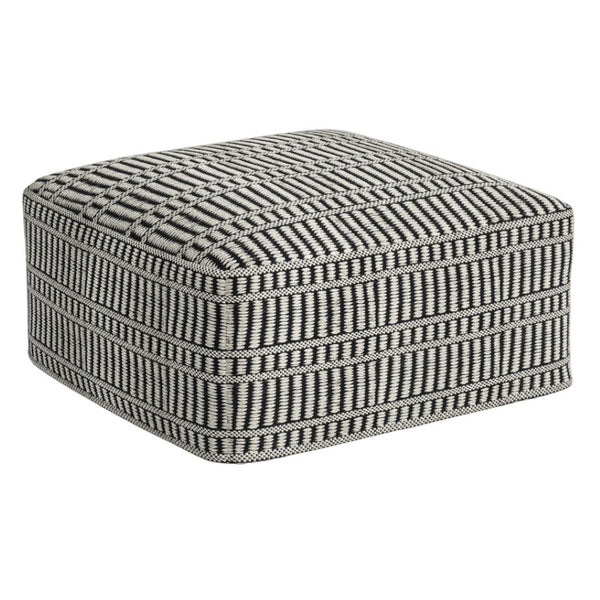 HomeRoots 20" Black Fabric Pouf Ottoman - Stylish Multifunctional Footrest & Extra Seat for Modern Living Spaces 638540