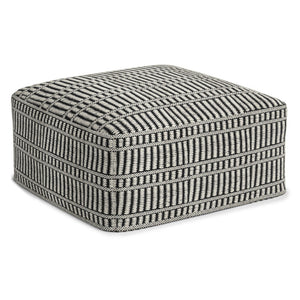 HomeRoots 20" Black Fabric Pouf Ottoman - Stylish Multifunctional Footrest & Extra Seat for Modern Living Spaces 638540