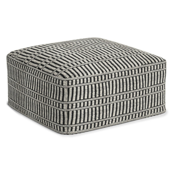 HomeRoots 20" Black Fabric Pouf Ottoman - Stylish Multifunctional Footrest & Extra Seat for Modern Living Spaces 638540