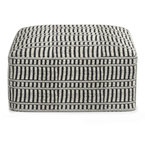HomeRoots 20" Black Fabric Pouf Ottoman - Stylish Multifunctional Footrest & Extra Seat for Modern Living Spaces 638540