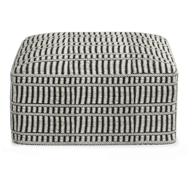 HomeRoots 20" Black Fabric Pouf Ottoman - Stylish Multifunctional Footrest & Extra Seat for Modern Living Spaces 638540
