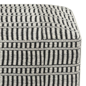 HomeRoots 20" Black Fabric Pouf Ottoman - Stylish Multifunctional Footrest & Extra Seat for Modern Living Spaces 638540