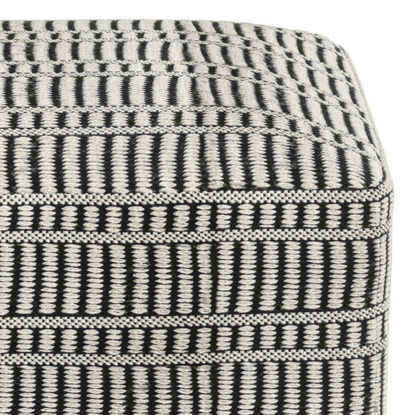 HomeRoots 20" Black Fabric Pouf Ottoman - Stylish Multifunctional Footrest & Extra Seat for Modern Living Spaces 638540