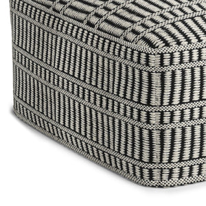 HomeRoots 20" Black Fabric Pouf Ottoman - Stylish Multifunctional Footrest & Extra Seat for Modern Living Spaces 638540