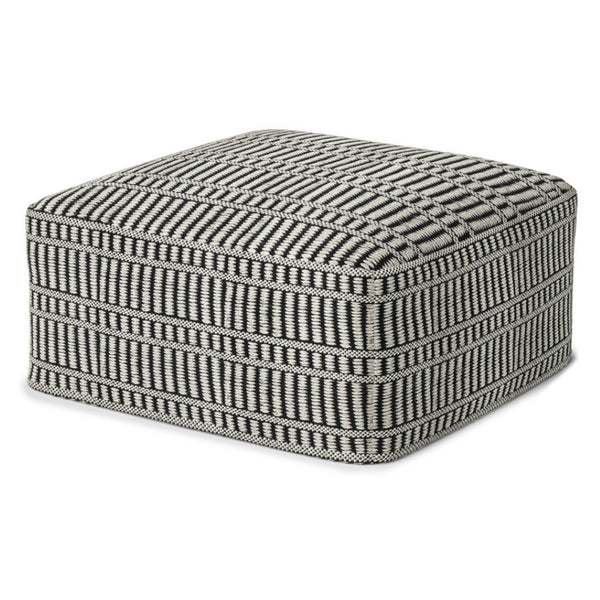 HomeRoots 20" Black Fabric Pouf Ottoman - Stylish Multifunctional Footrest & Extra Seat for Modern Living Spaces 638540