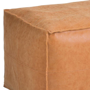 HomeRoots 18" Brown Faux Leather Pouf Ottoman - Stylish Multi-Functional Accent for Modern Living Spaces 638541