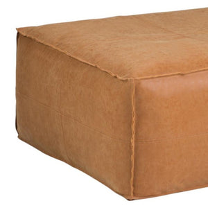 HomeRoots 30" Brown Faux Leather Pouf Ottoman - Versatile Seating & Chic Footrest for Modern Living Spaces 638542