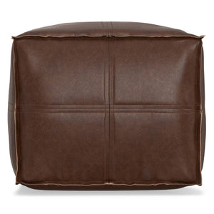 HomeRoots 18" Brown Faux Leather Pouf Ottoman - Versatile Accent for Modern Spaces, Footrest or Extra Seating 638543