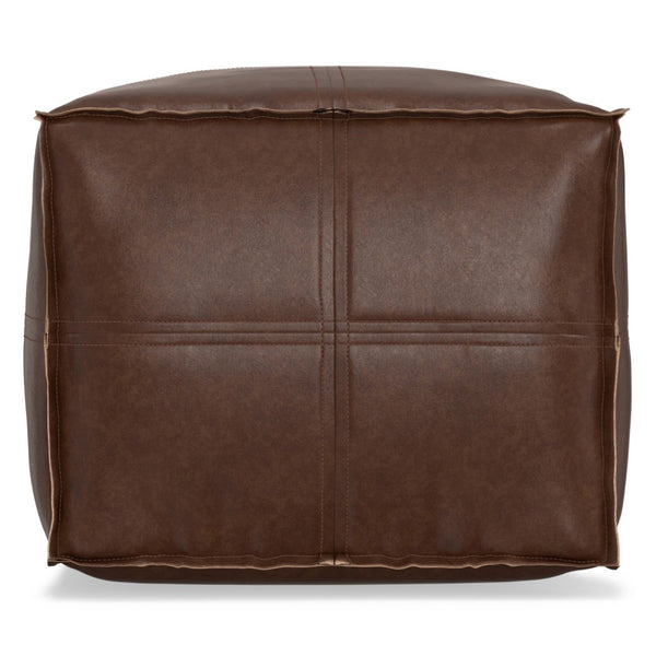 HomeRoots 18" Brown Faux Leather Pouf Ottoman - Versatile Accent for Modern Spaces, Footrest or Extra Seating 638543