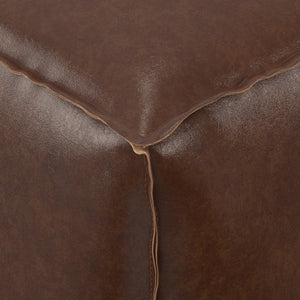 HomeRoots 18" Brown Faux Leather Pouf Ottoman - Versatile Accent for Modern Spaces, Footrest or Extra Seating 638543