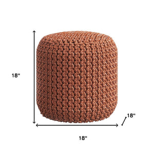 HomeRoots 18" Vibrant Orange Fabric Round Pouf Ottoman - Versatile Seating & Stylish Accent for Any Room 638544