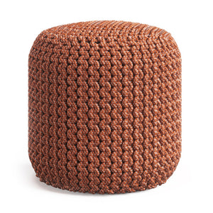 HomeRoots 18" Vibrant Orange Fabric Round Pouf Ottoman - Versatile Seating & Stylish Accent for Any Room 638544