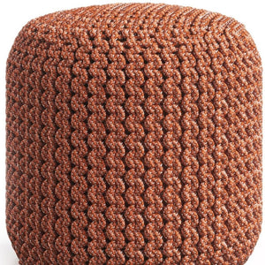 HomeRoots 18" Vibrant Orange Fabric Round Pouf Ottoman - Versatile Seating & Stylish Accent for Any Room 638544