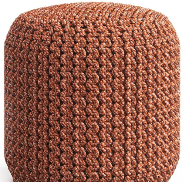 HomeRoots 18" Vibrant Orange Fabric Round Pouf Ottoman - Versatile Seating & Stylish Accent for Any Room 638544