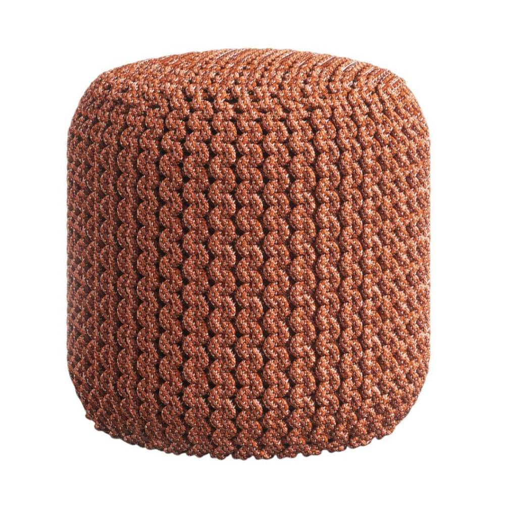 HomeRoots 18" Vibrant Orange Fabric Round Pouf Ottoman - Versatile Seating & Stylish Accent for Any Room 638544