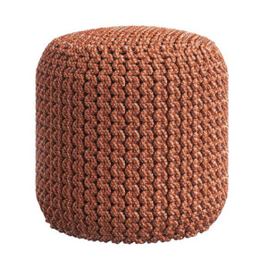 HomeRoots 18" Vibrant Orange Fabric Round Pouf Ottoman - Versatile Seating & Stylish Accent for Any Room 638544