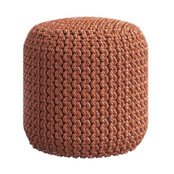 HomeRoots 18" Vibrant Orange Fabric Round Pouf Ottoman - Versatile Seating & Stylish Accent for Any Room 638544