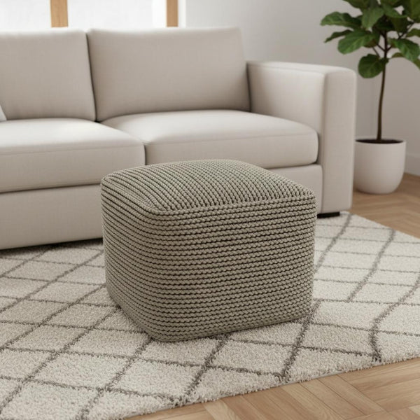 HomeRoots 18" Brown Fabric Pouf Ottoman - Versatile Accent for Comfort, Seating, and Stylish Home Décor 638545