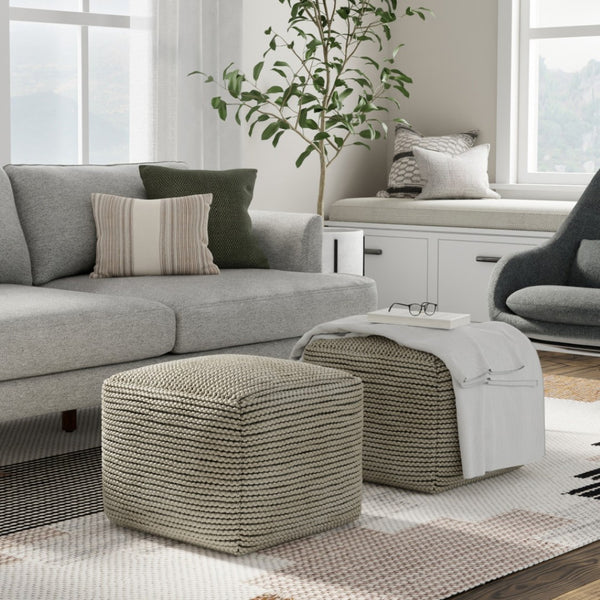 HomeRoots 18" Brown Fabric Pouf Ottoman - Versatile Accent for Comfort, Seating, and Stylish Home Décor 638545