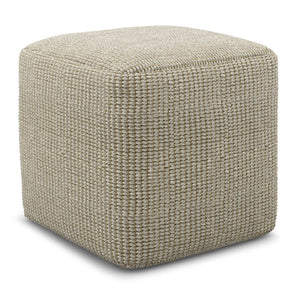 HomeRoots 18" Off White Fabric Pouf Ottoman - Versatile Seating & Stylish Accent for Any Bohemian Decor Space 638546