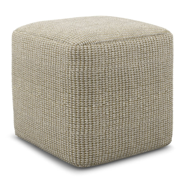 HomeRoots 18" Off White Fabric Pouf Ottoman - Versatile Seating & Stylish Accent for Any Bohemian Decor Space 638546