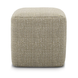 HomeRoots 18" Off White Fabric Pouf Ottoman - Versatile Seating & Stylish Accent for Any Bohemian Decor Space 638546