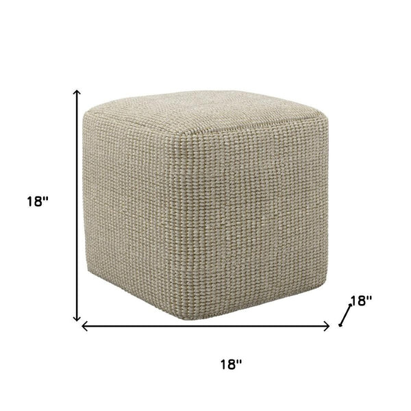 HomeRoots 18" Off White Fabric Pouf Ottoman - Versatile Seating & Stylish Accent for Any Bohemian Decor Space 638546