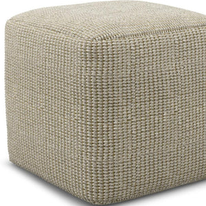 HomeRoots 18" Off White Fabric Pouf Ottoman - Versatile Seating & Stylish Accent for Any Bohemian Decor Space 638546