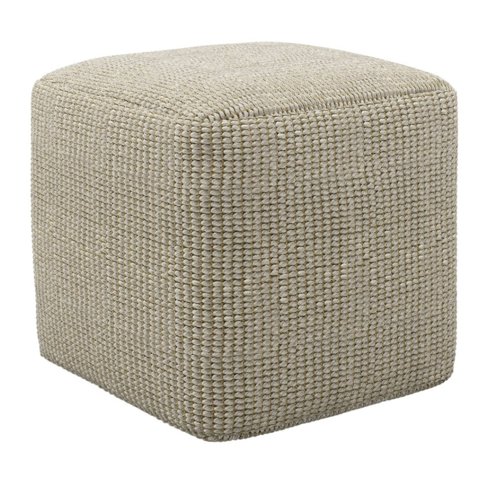 HomeRoots 18" Off White Fabric Pouf Ottoman - Versatile Seating & Stylish Accent for Any Bohemian Decor Space 638546