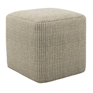HomeRoots 18" Off White Fabric Pouf Ottoman - Versatile Seating & Stylish Accent for Any Bohemian Decor Space 638546