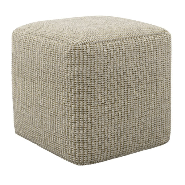 HomeRoots 18" Off White Fabric Pouf Ottoman - Versatile Seating & Stylish Accent for Any Bohemian Decor Space 638546