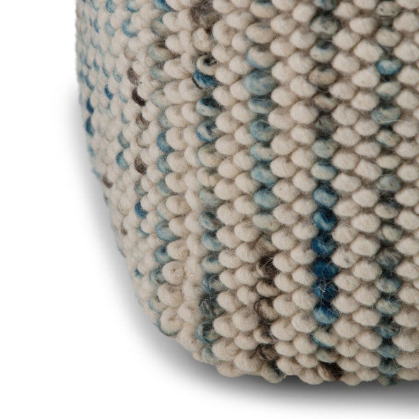 HomeRoots 18" Blue Wool Cube Pouf Ottoman - Stylish, Versatile Seating & Footrest for Modern Living Spaces 638547