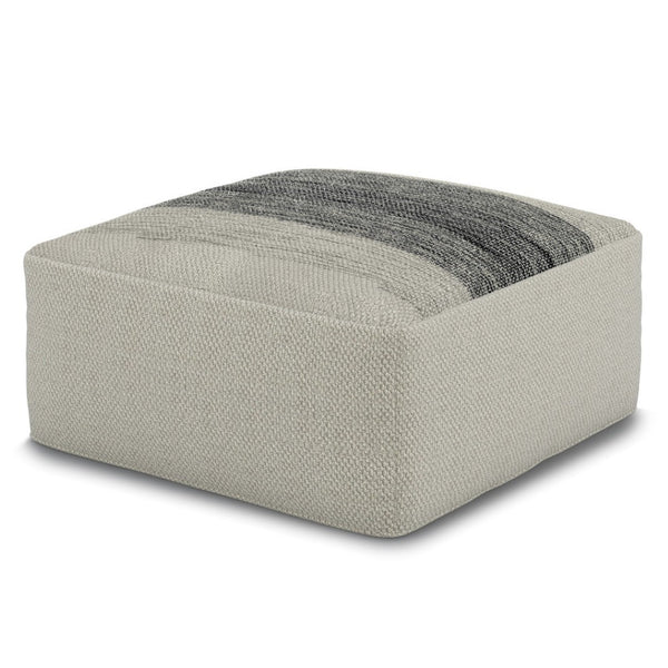 HomeRoots 20" Gray Fabric Pouf Ottoman - Versatile, Stylish Footrest and Seating Solution for Any Room Decor 638548