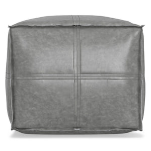 HomeRoots 18" Gray Faux Leather Pouf Ottoman - Modern Versatile Seating & Footrest for Stylish Small Spaces 638549