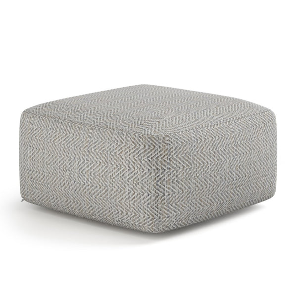 HomeRoots 20" Gray Cotton Pouf Ottoman - Chic Footrest & Versatile Seating for Modern Bohemian Living Spaces 638550