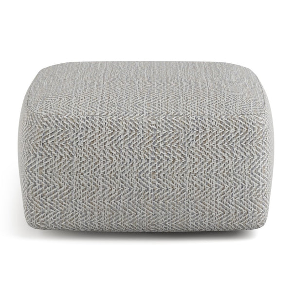 HomeRoots 20" Gray Cotton Pouf Ottoman - Chic Footrest & Versatile Seating for Modern Bohemian Living Spaces 638550