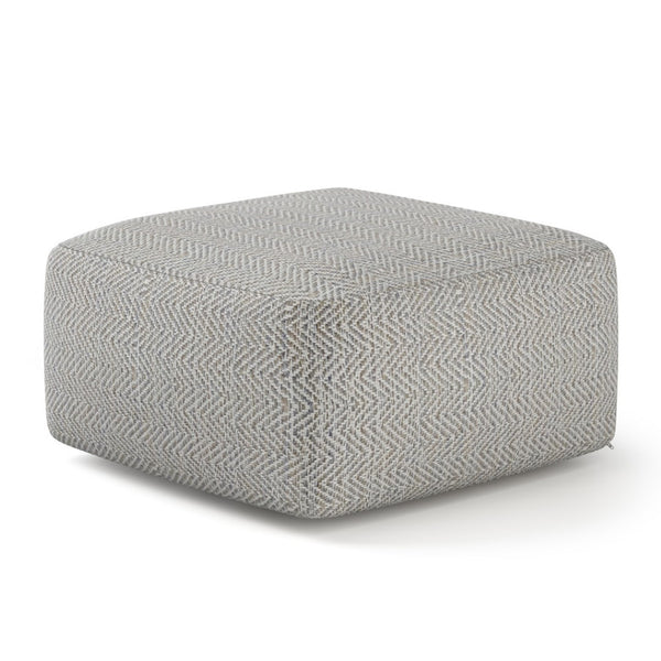 HomeRoots 20" Gray Cotton Pouf Ottoman - Chic Footrest & Versatile Seating for Modern Bohemian Living Spaces 638550