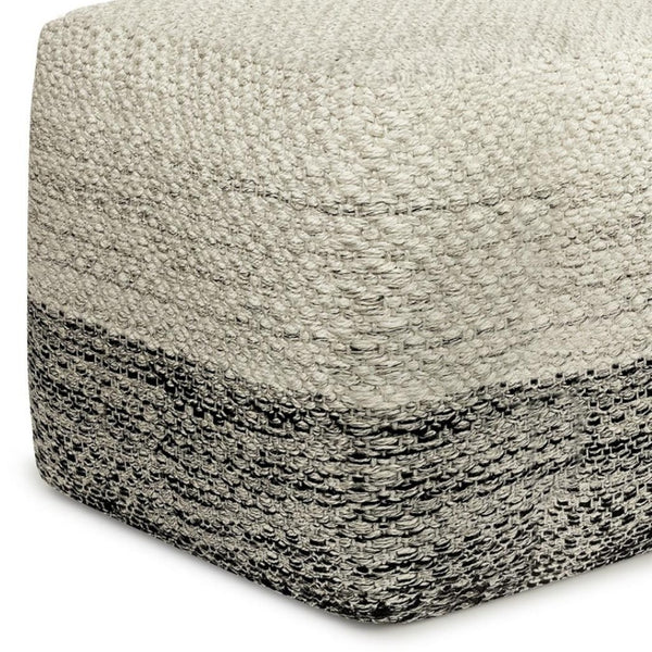 HomeRoots 18" Gray Fabric Pouf Ottoman - Versatile Footrest, Extra Seat & Stylish Side Table for Every Space 638552