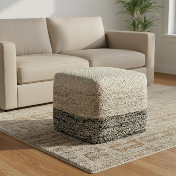 HomeRoots 18" Gray Fabric Pouf Ottoman - Versatile Footrest, Extra Seat & Stylish Side Table for Every Space 638552