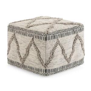 HomeRoots 18" Gray Wool Pouf Ottoman - Stylish & Versatile Footrest or Extra Seat for Modern Home Decor 638553